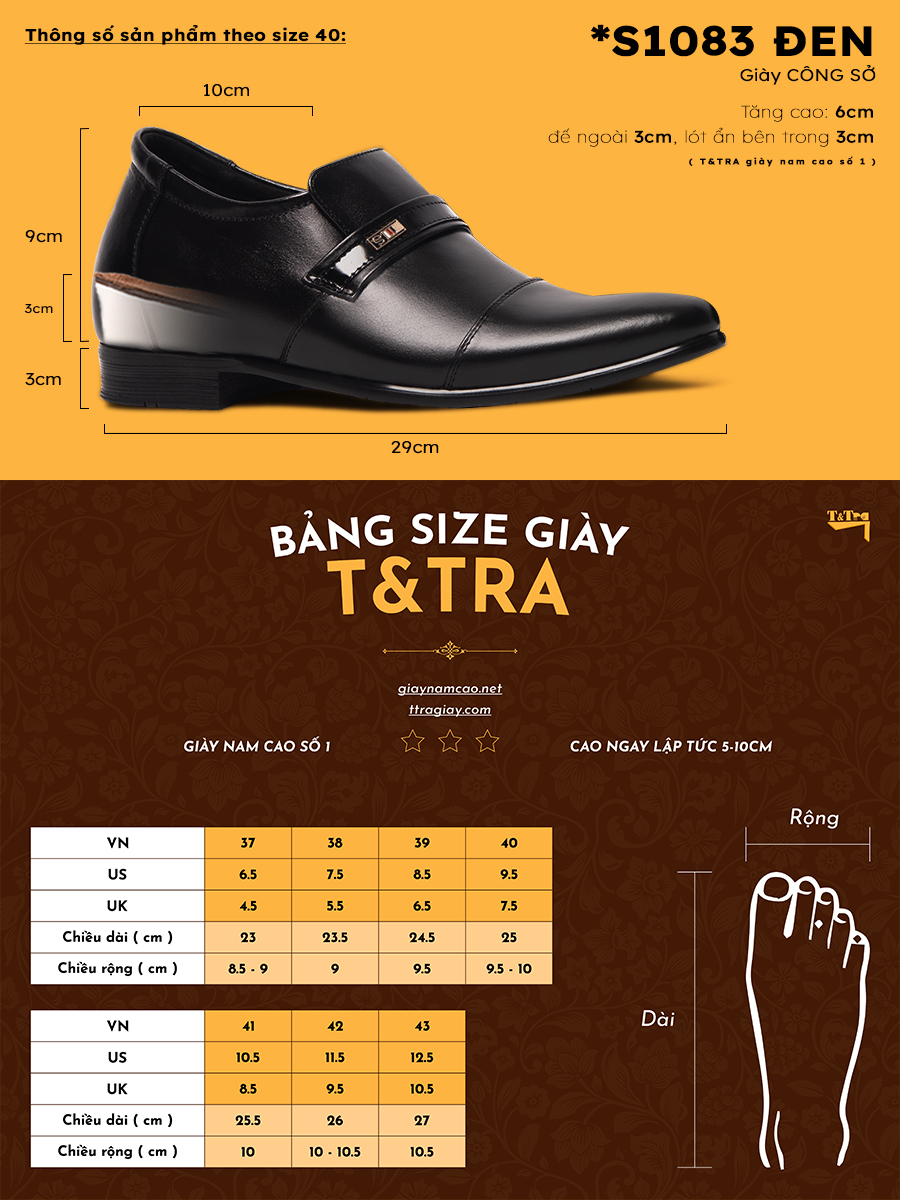 [6] shoes height increasing Men T&TRA S1083 plain black