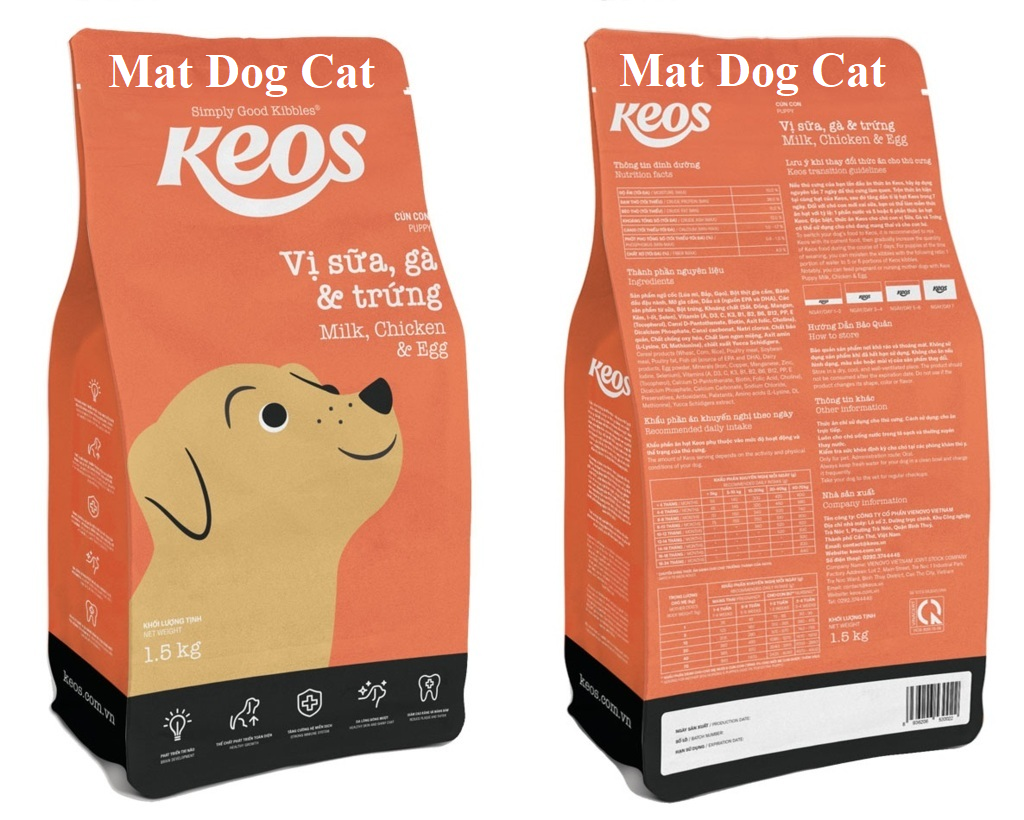 [1.5kg] Thức Ăn Hạt Cho Chó Mọi Lứa Tuổi Keos