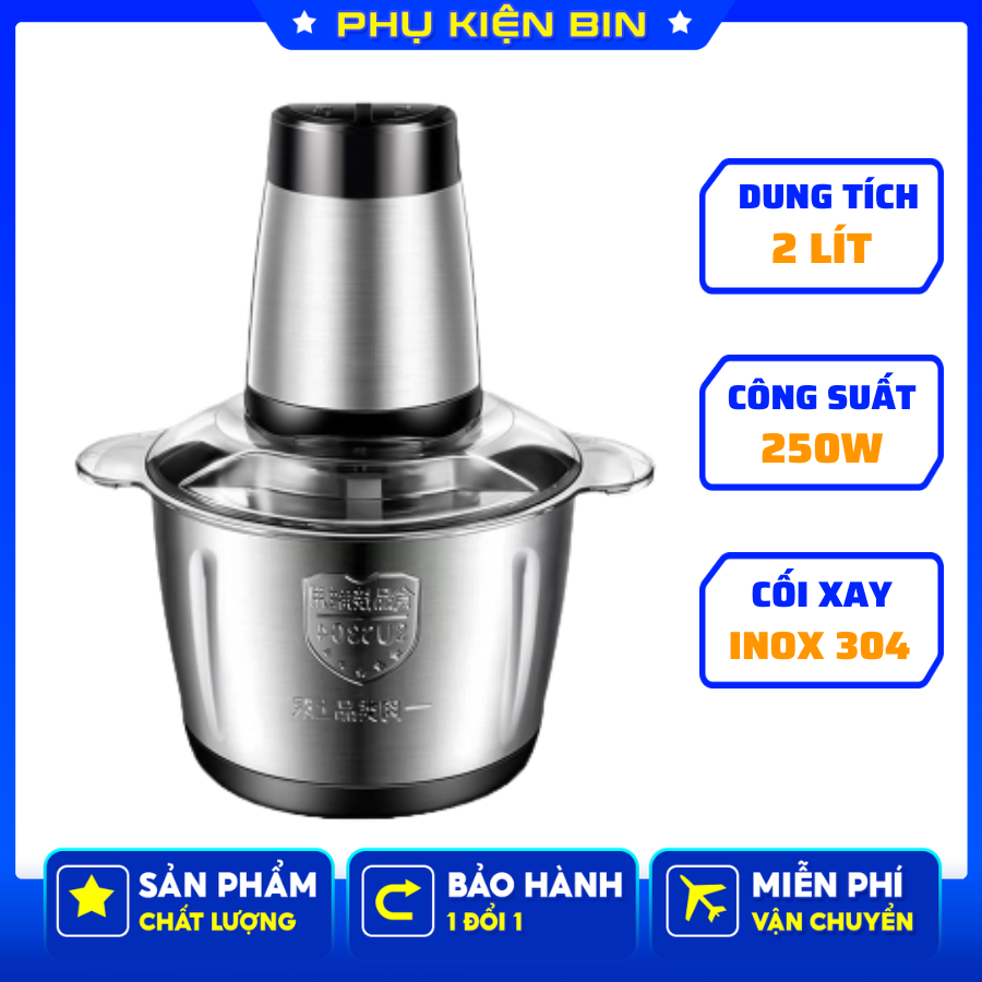 Máy xay thịt đa năng dung tích 2l, Máy xay đa năng cối inox công suất 250W cao cấp, Máy xay sinh tố, Máy xay thực phẩm đa năng