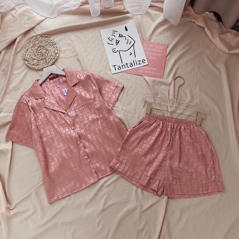 Bộ đồ Pijama lụa Bộ lụa gấm cộc-đùi cao cấp hàng chuẩn kèm Video ảnh