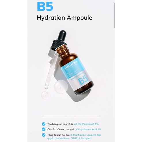 Tinh chất B5 cấp ẩm và phục hồi da Ahohwa Hydration Ampoule B5