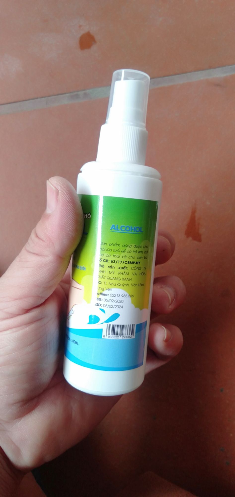 Xịt rửa tay khô kháng khuẩn alcohol 100ml