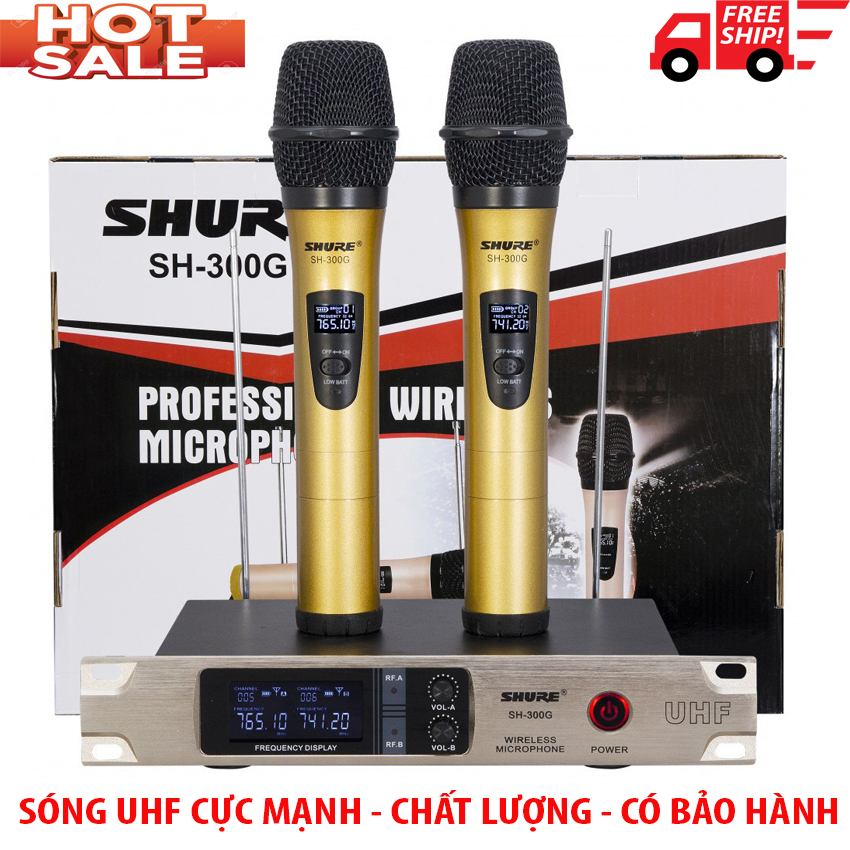 MIC KO DÂY SHURE SH 300G- Chuyên Dùng Cho Các Dàn Âm Thanh Karaoke Gia Đình Các Hội Trường Lớn Các Sự Kiện Trên Sân Khấu Lớn Với Độ Thu Phát Sóng Nhạy Bén Có Bán Kính Trên 200m- Bh 1 năm