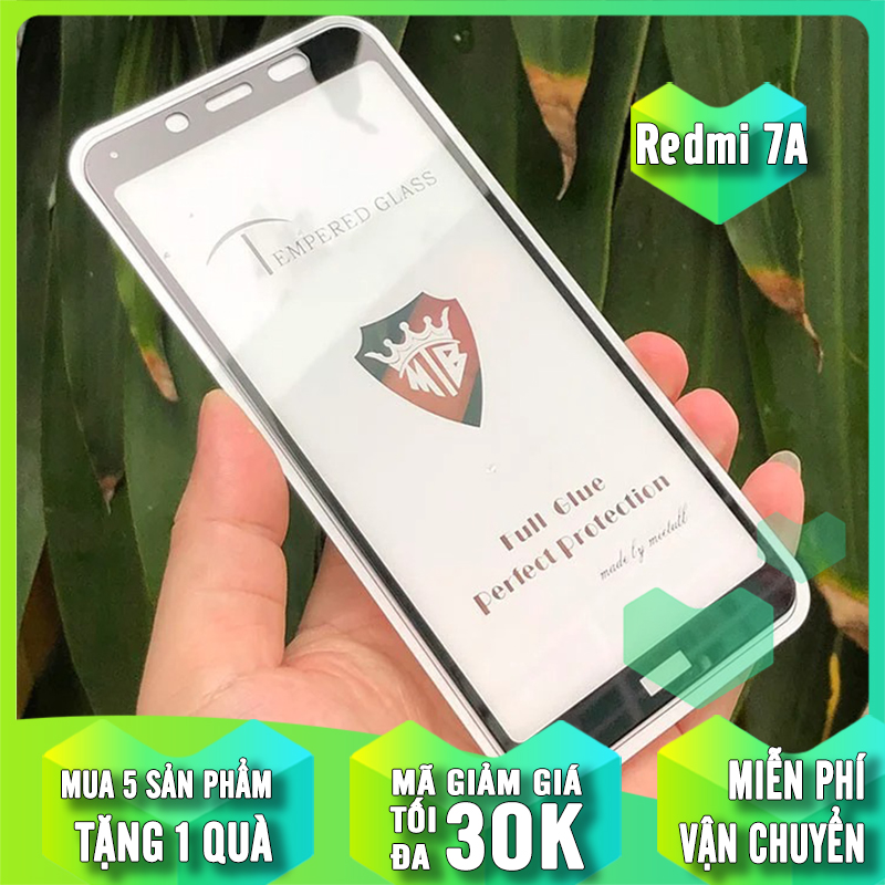 Kính cường lực Xiaomi Redmi 7A Full 9H viền màu