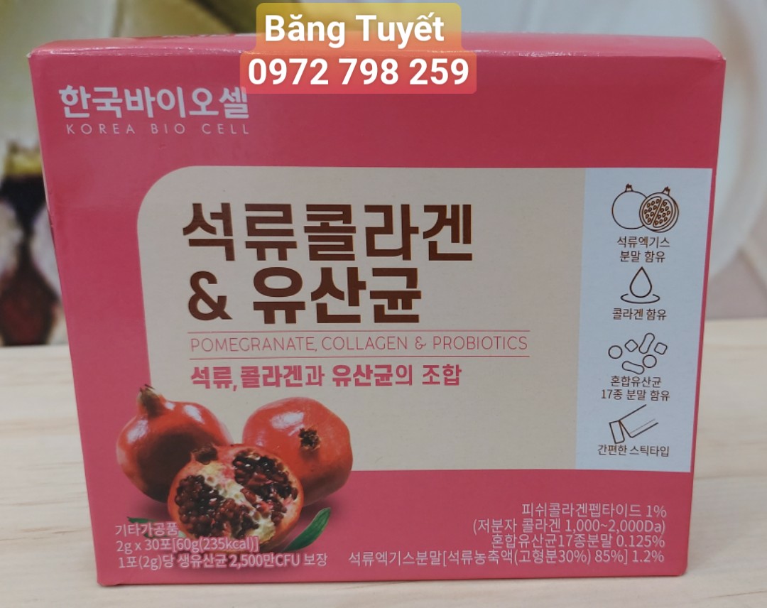 Bột collagen uống lựu đỏ Hàn Quốc 30 Gói
