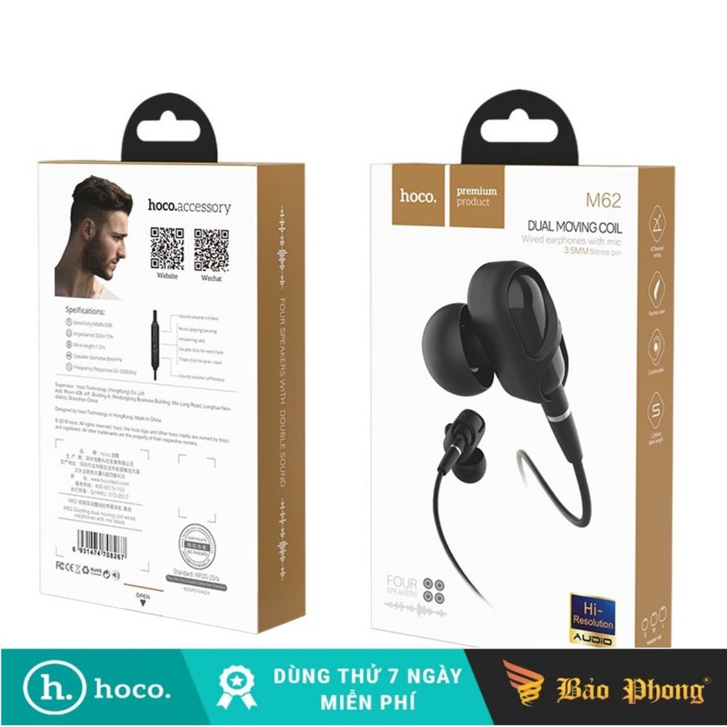 Tai nghe HOCO M62 dây có micro