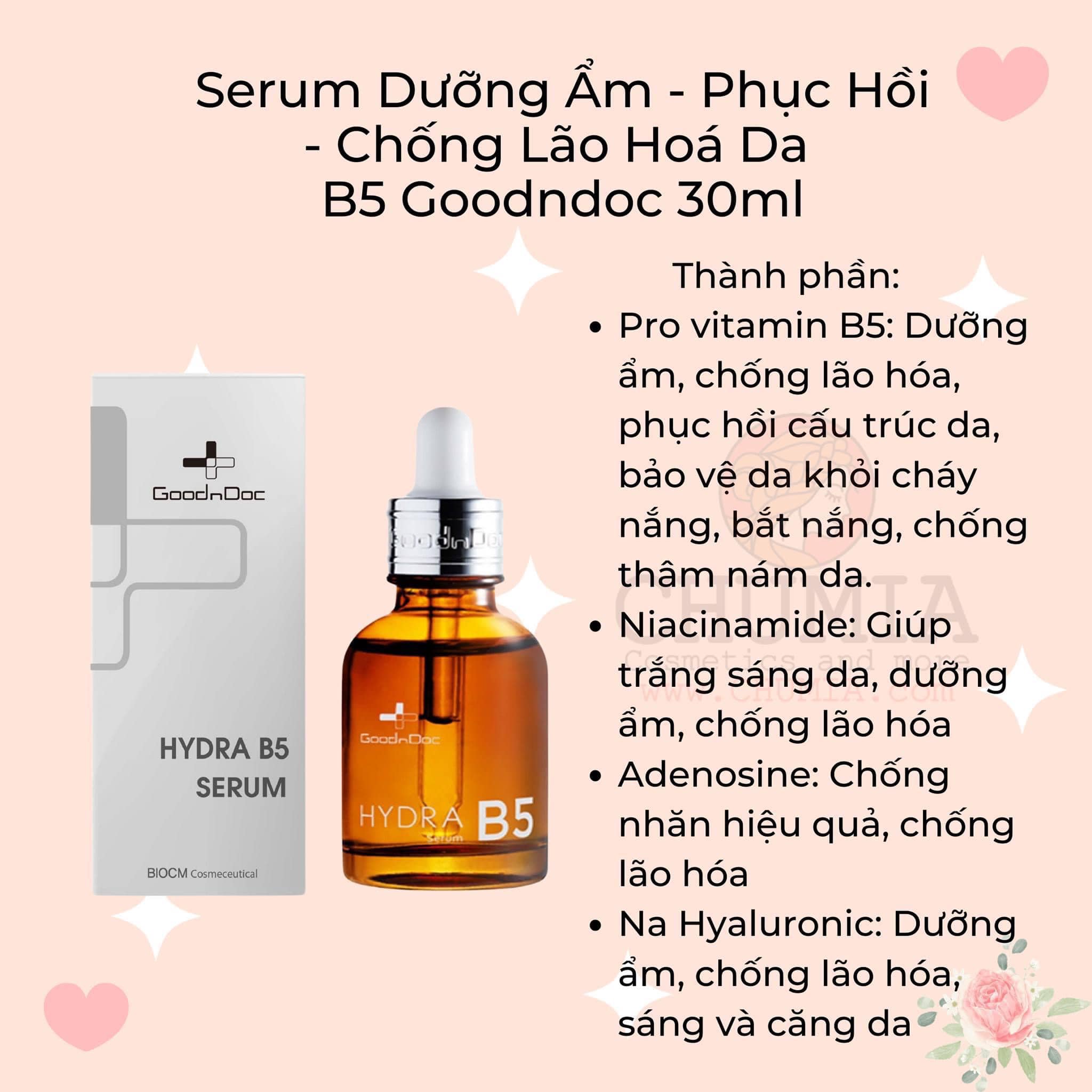 Tinh Chất Cấp Ẩm Phục Hồi Da GOODNDOC Hydra B5 Serum