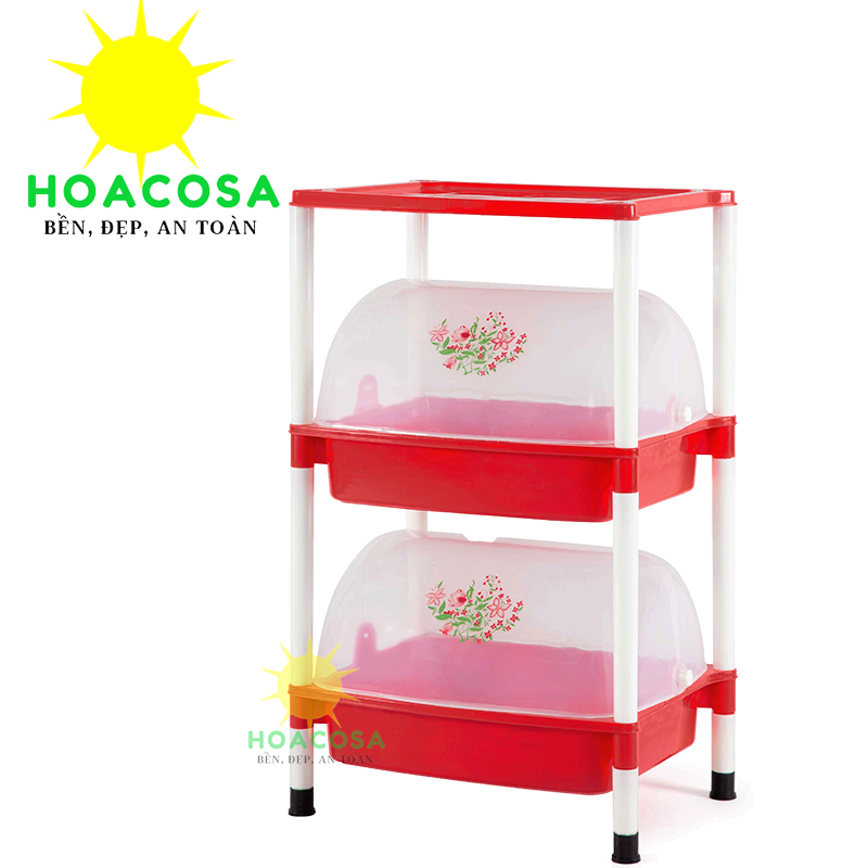 Kệ Đựng Chén Có Nắp 2 Tầng ( 3 Ngăn) Nhựa Hiệp Thành- Bền Đẹp Tiện Lợi- Đồ Gia Dụng Hoacosa.