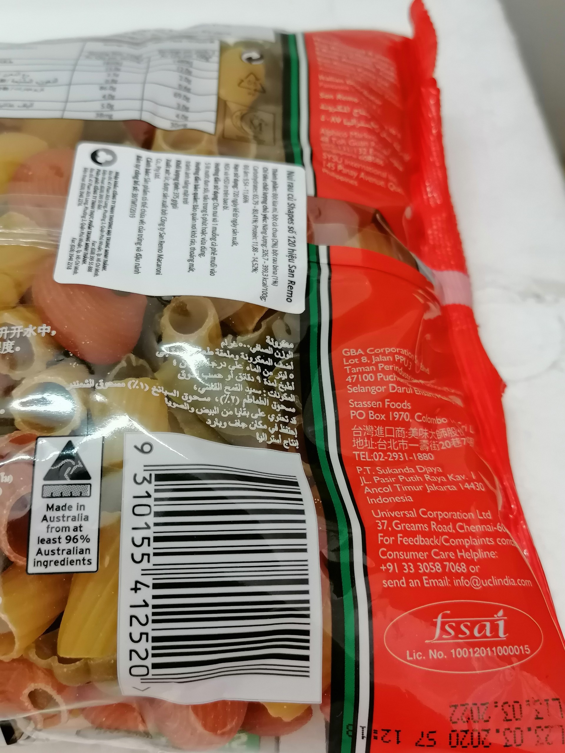 [375g – SHAPES] Nui rau củ 120 SAN REMO Pasta Shapes Vegeroni (tmt-hk)