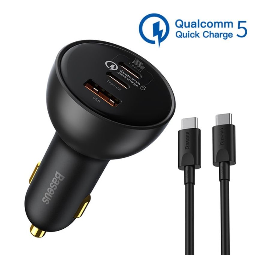 Tẩu sạc ô tô Baseus Qualcomm Multi-Port Fast Charge Car Charger C+C+U 160W CCZX [HÀNG CHÍNH HÃNG]