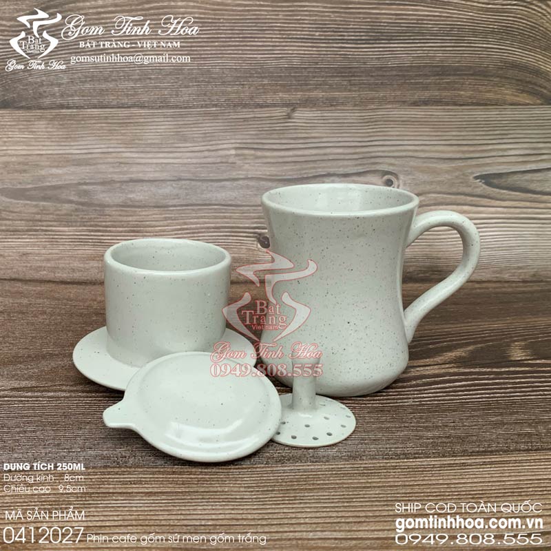 Phin cafe gốm sứ men gốm trắng