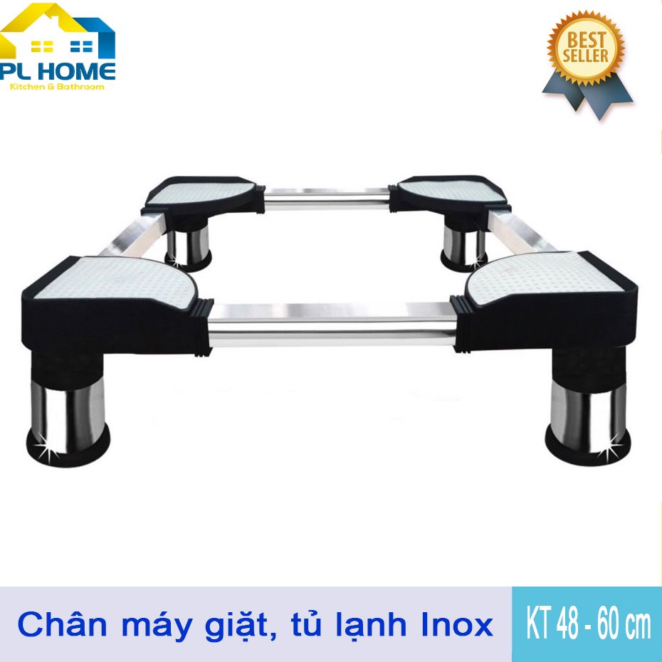 Chân Kệ Máy Giặt Từ 6kg Đến 9kg, Tủ Lạnh Từ 90L Đến 270L - Khung Đỡ Inox Có Thể Điều Chỉnh, Chống Rung Khi Sử Dụng