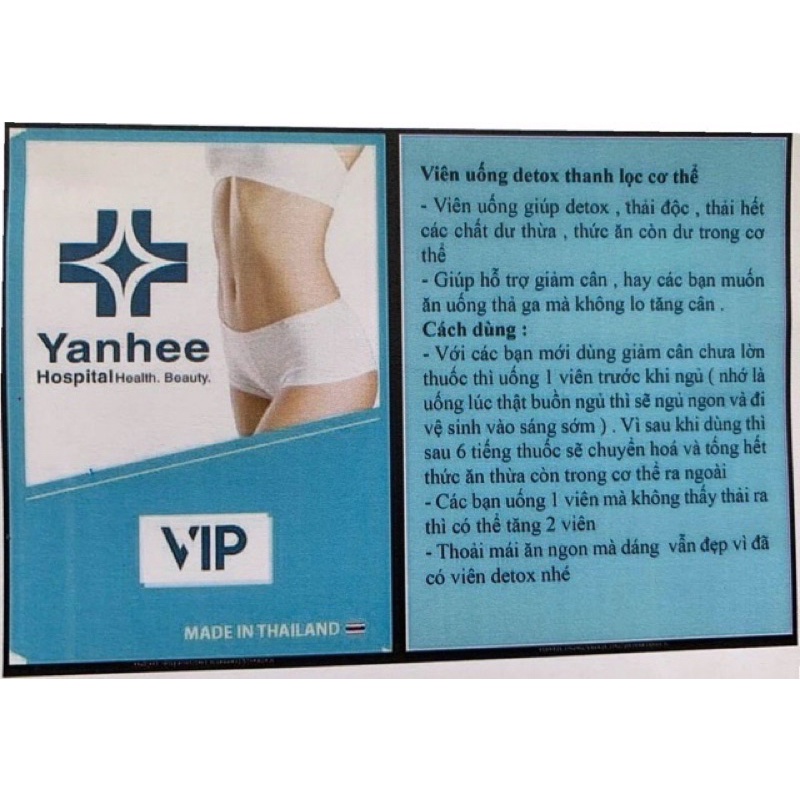 Giảm cân vip 11 yanhee thái lan 1 tuần ( tặng kèm 1 tuần detox thải mỡ )