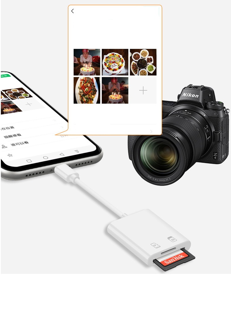 Đầu đọc thẻ nhớ SD/Micro SD có đầu cắm lightning cho iPhone/iPad