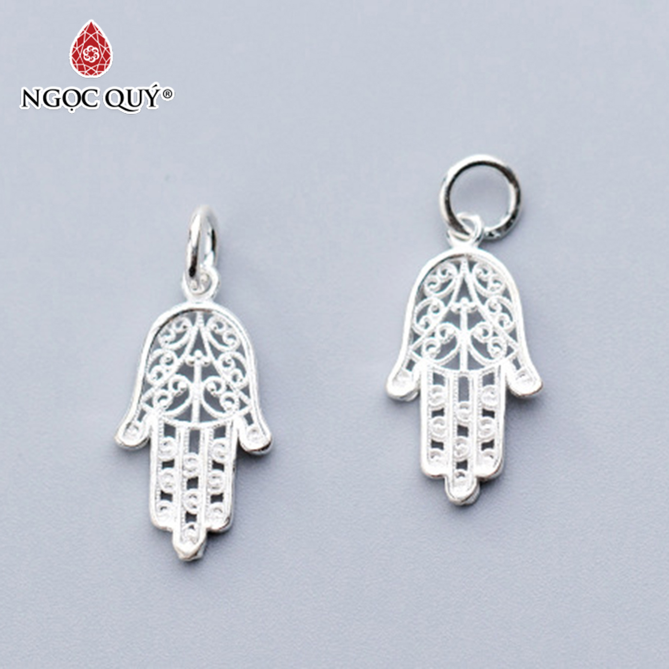 Charm bạc hình bàn tay hamsa treo - Ngọc Qúy Gemstones