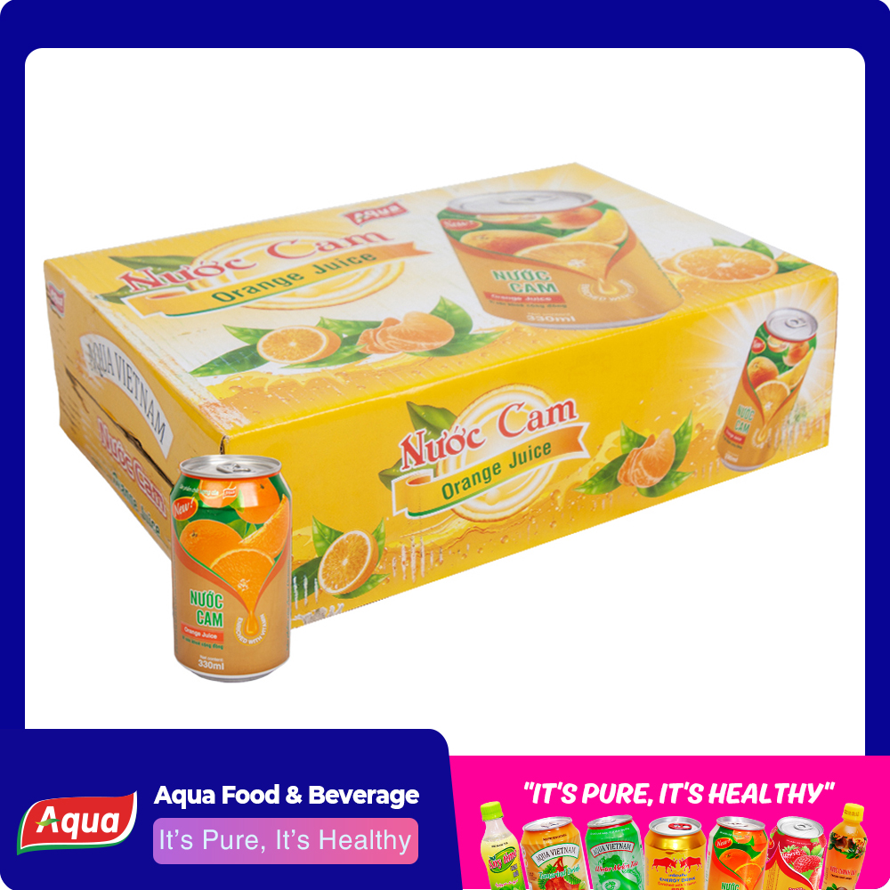 [HCM]Combo 3 Lon Nước Cam Aqua 330ml (3 lon x 330ml)