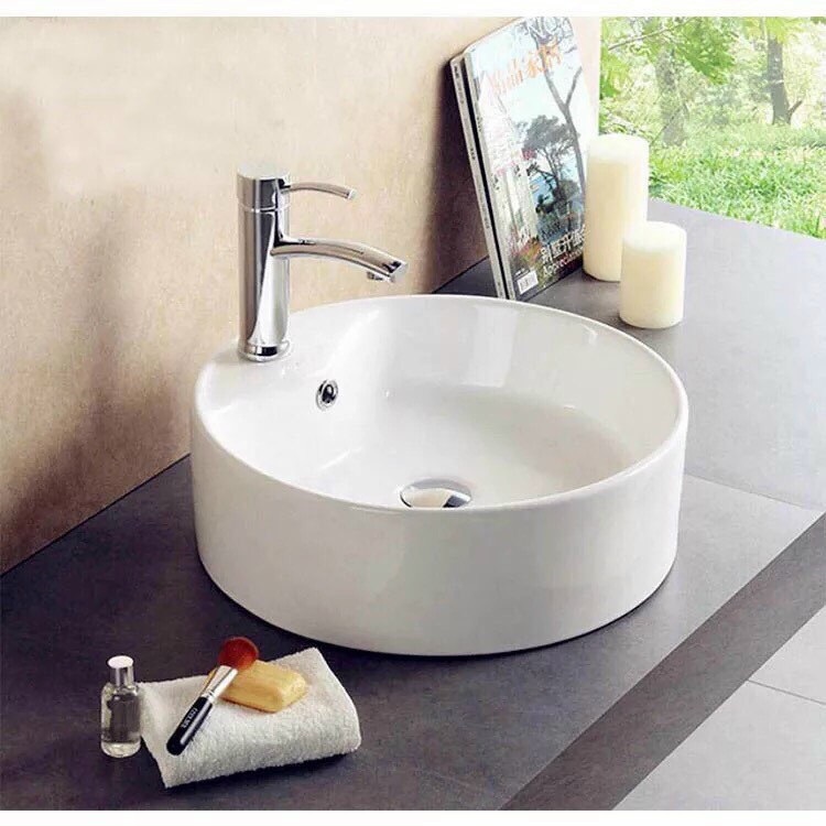 Chậu rửa mặt, lavabo nghệ thuật đặt bàn lv008, bảo hành men sứ 20 năm - kiểu dáng tròn và chữ nhật - mang phong hiện đại sang trọng, cam kết 1 đổi 1