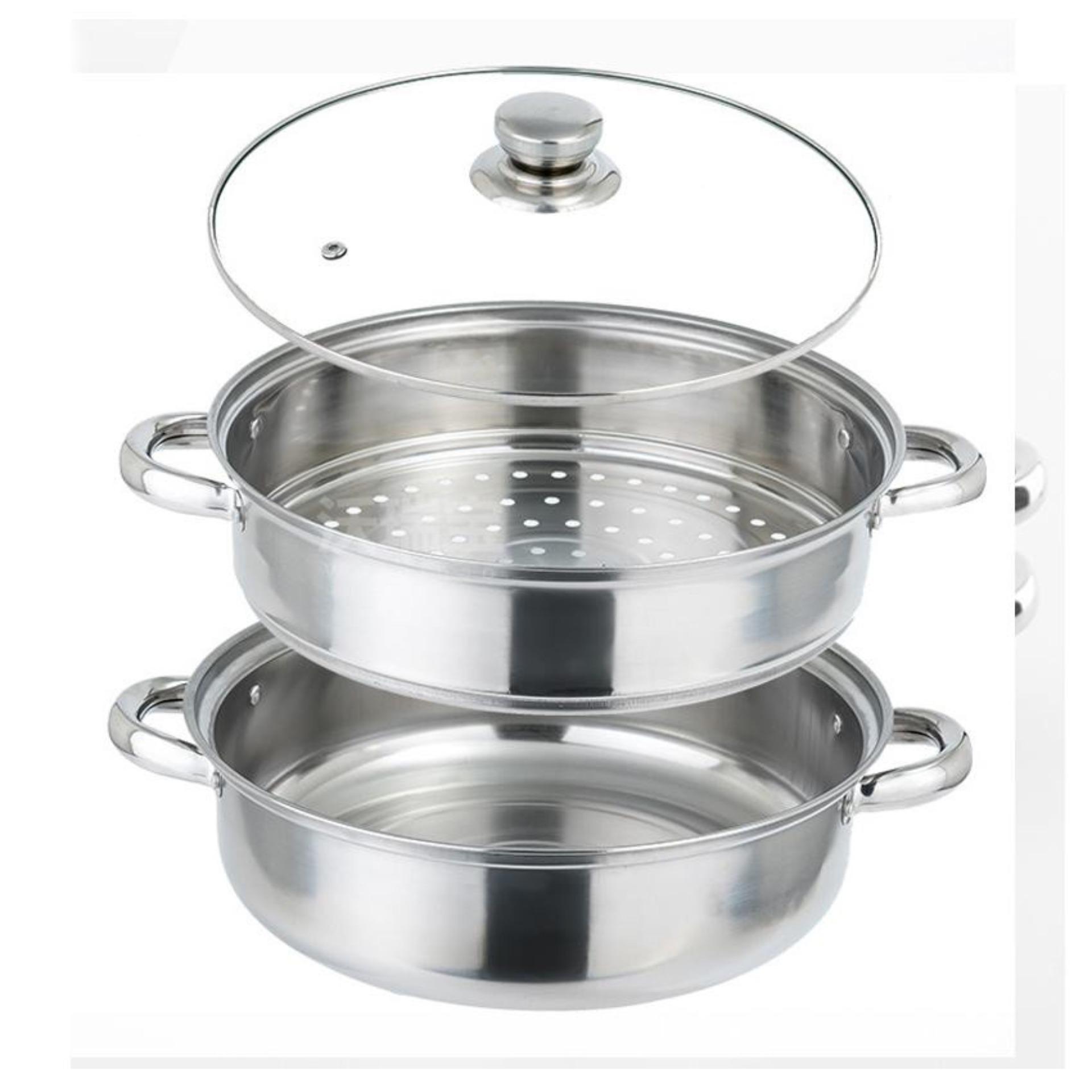 [HCM]Bộ nồi hấp pot 28cm Nồi hấp inox 2 tầng cao cấp Xửng hấp 2 tầng tiện lợi