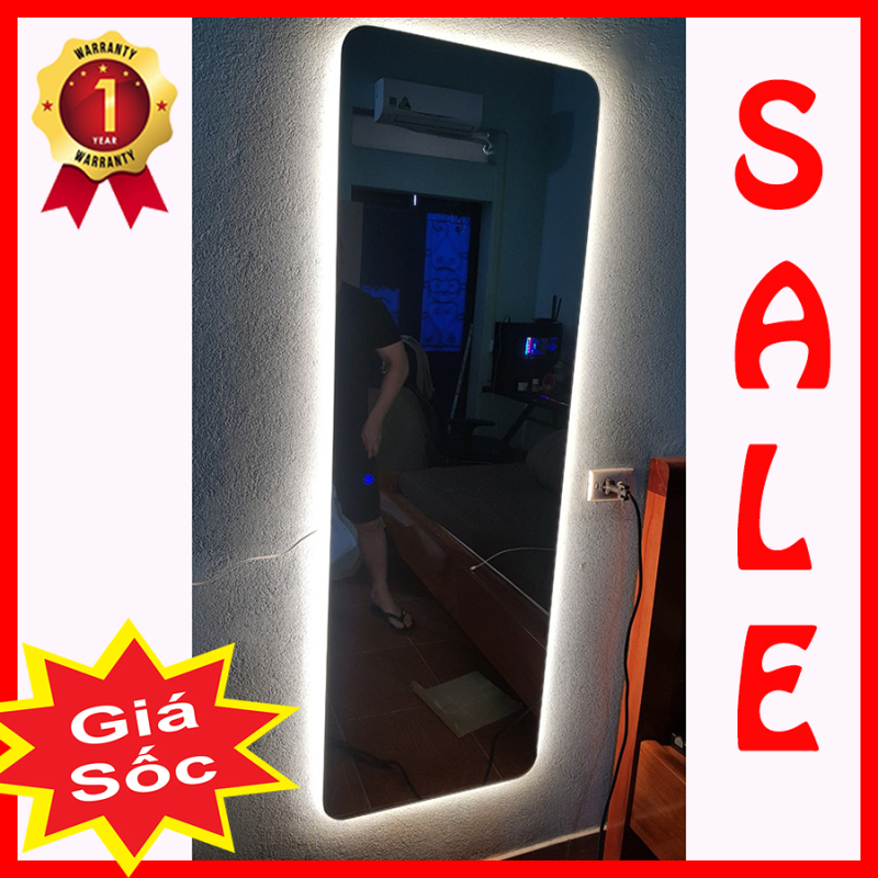 Gương Soi Toàn Thân Đèn Led hậu KT 50x150 cm( Vàng - Trắng )