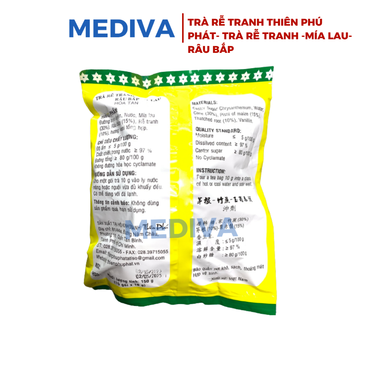 Trà Thiên Phú Phát, trà rễ tranh- mía lau- râu bắp