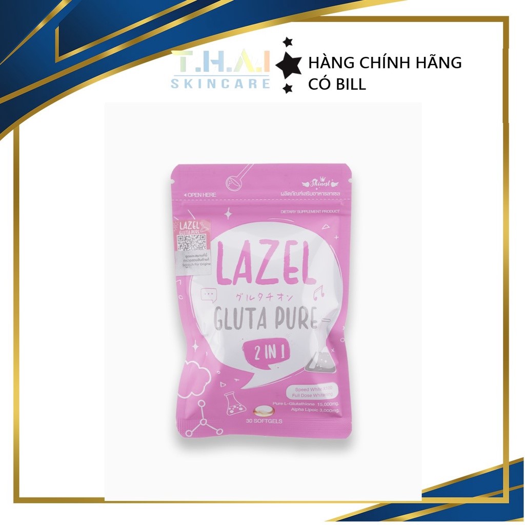 Vıên trắŉg da cấp tốc Lazel Gluta Pure 2 in 1 Thái Lan có QR kiểm tra hàng