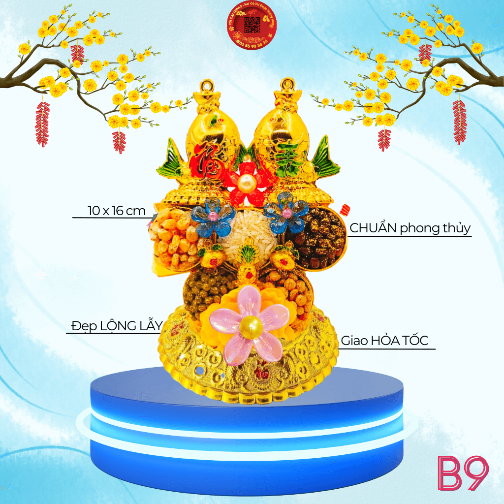 Bông Tỏi Ông Địa Đậu Ngũ Sắc Song Ngư Tài Lộc - TỎI CÁT TƯỜNG