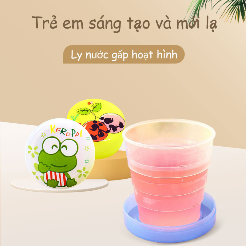 Cốc Nhựa Gấp Gọn Dùng ĐI phicnic Du Lịch,Du Lịch Ly Gấp Gọn Hoạt Tiết Hoạt Hình-HAUSE