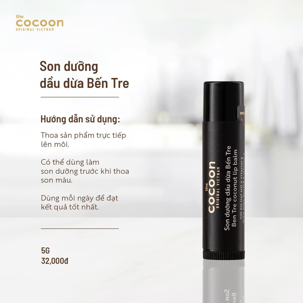 Son dưỡng môi cho nam nữ dầu dừa bến tre Cocoon giúp giảm thâm môi dưỡng môi mềm mịn tự nhiên chống khô môi