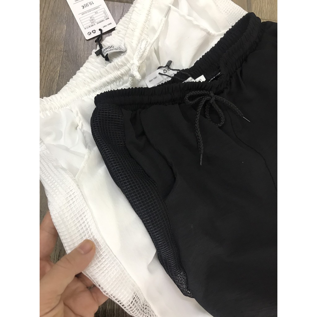 Quần jogger đũi lưới sườn cá tính cho nữ