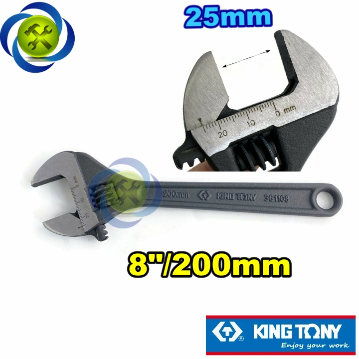 Mỏ lết đen 200mm kingtony 3611-08p loại 8 inch mở hàm 25mm