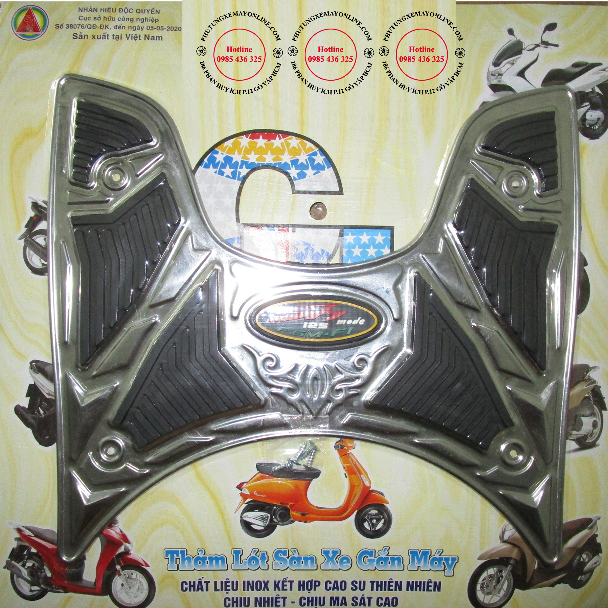 Thảm INOX lót sàn xe SH MODE 2016-2019