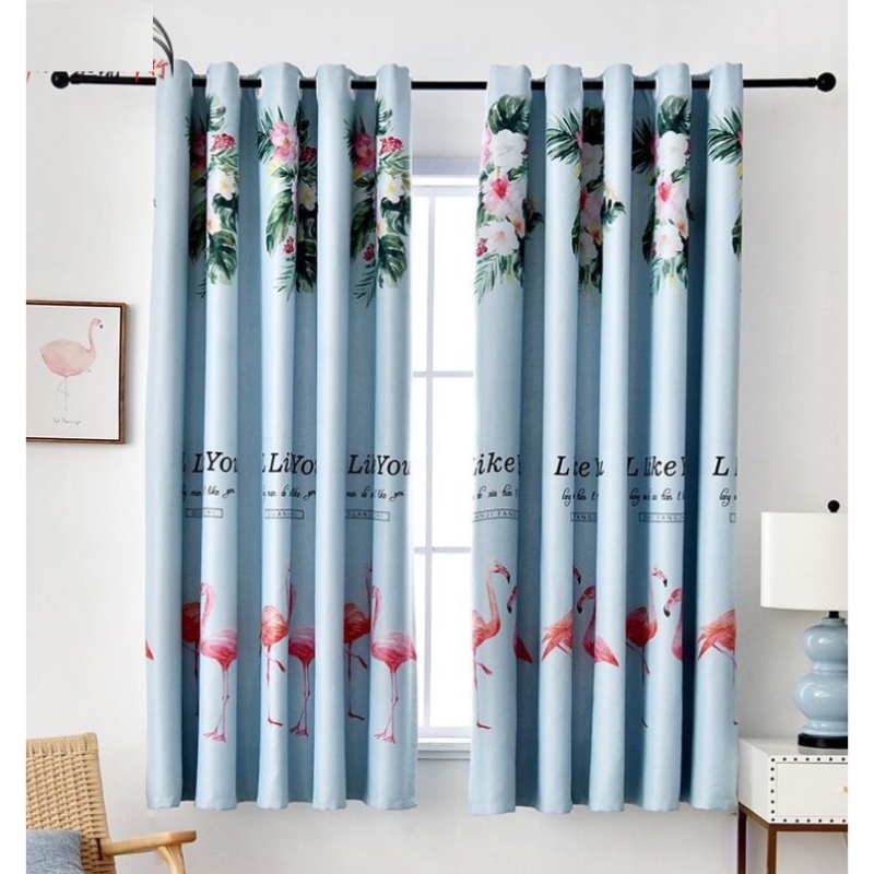 Rèm vải dày cao cấp hạt nền xanh 2m dài 1 tấm