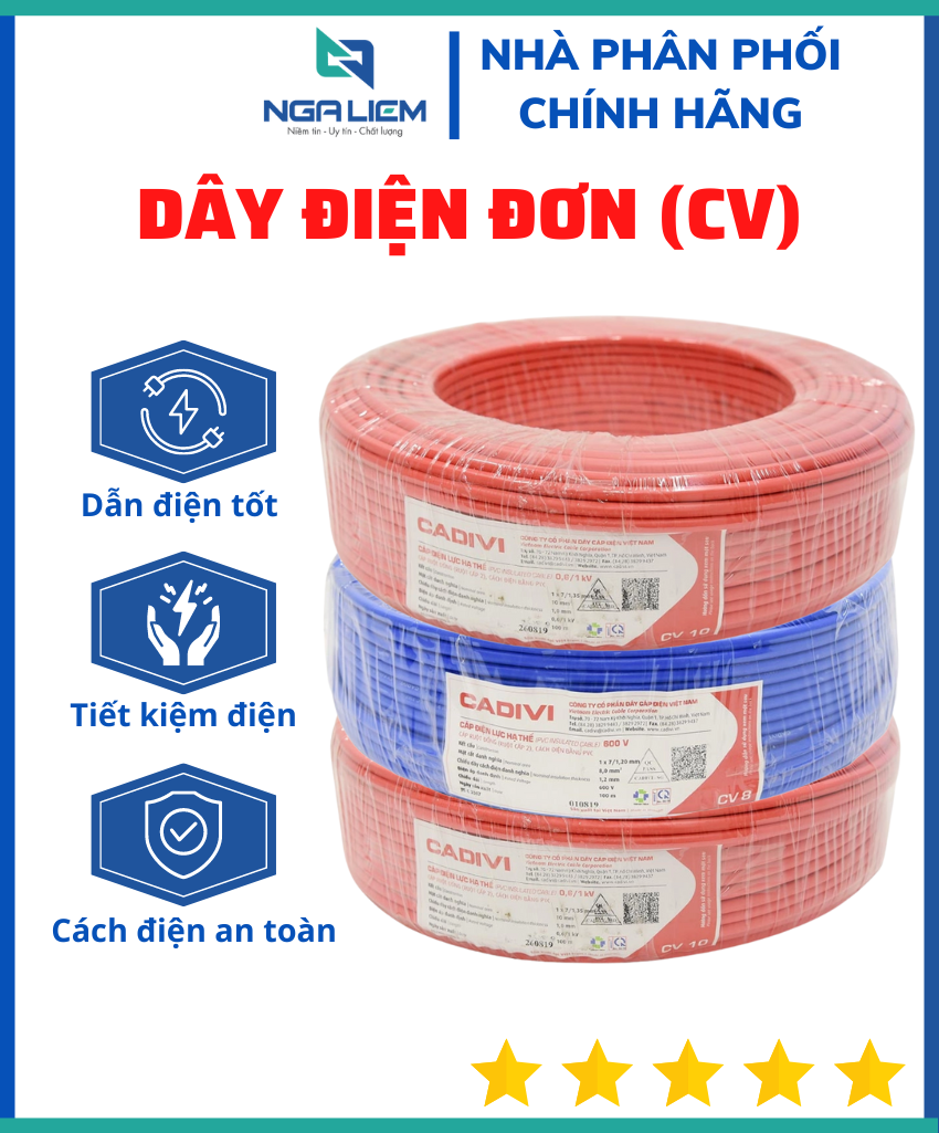Dây Điện Đơn CV 8.0 - 10.0 mm CADIVI [CUỘN 100 MÉT]