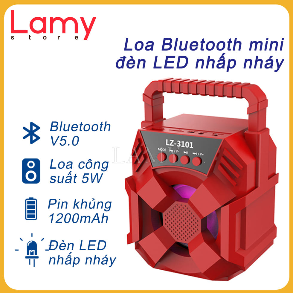 Loa Bluetooth Mini LZ3103 Xách Tay Nhỏ Gọn Có Đèn Led Nhấp Nháy Hỗ Trợ Cắm