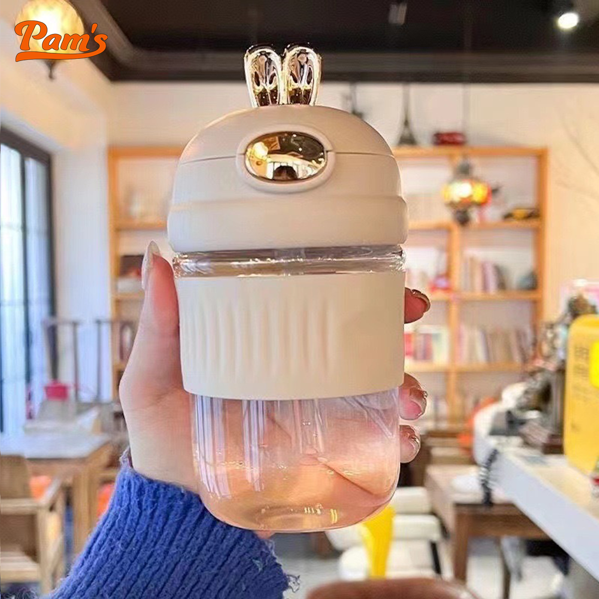[QUÀ TẶNG - MÀU NGẪU NHIÊN]Bình Thuỷ Tinh Bọc Silicone Đựng Sữa Hạt 400ml Pams