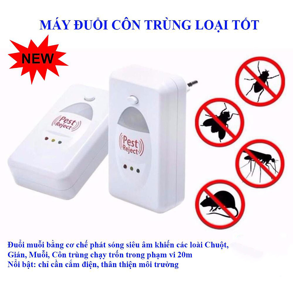 Máy đuổi chuột gián muỗi và côn trùng pest reject, máy đuổi côn trùng pest reject cao cấp . đuổi muỗi, chuột, gián, các loài côn trùng bằng sóng âm an toàn sức khỏe .