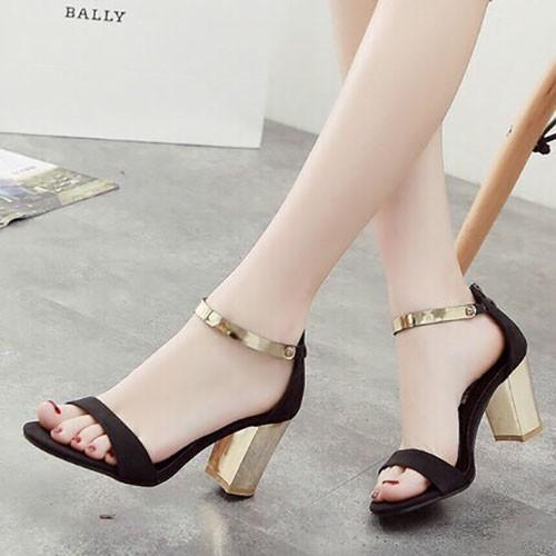 [HCM]Hình thật-Giày sandal gót vuông vàng cao cấp