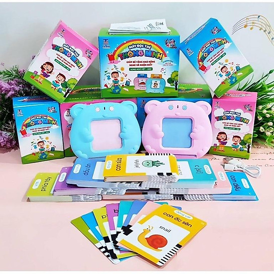 Máy đọc thẻ song ngữ tiếng Việt và tiếng Anh, máy đọc thẻ song ngữ gồm 112 thẻ-224 từ vựng