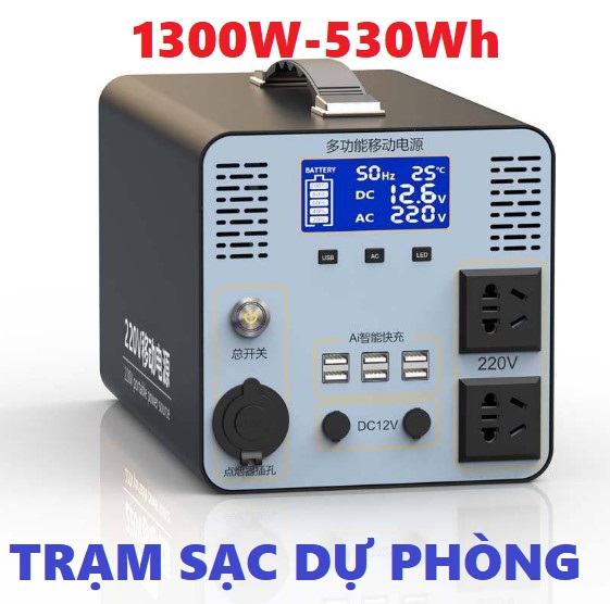 Trạm sạc dự phòng - máy phát điện di động 420.000mah-1300w-sạc nhanh- cổng điện 220v-1300w tích hợp