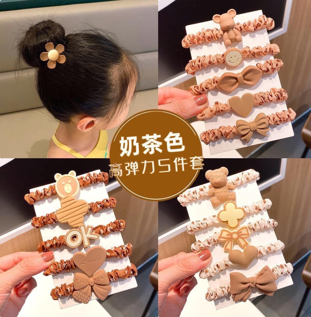 Dây buộc tóc mặt hình gấu nâu đáng yêu