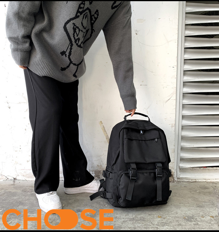Balo Nam Nữ ULZZANG BASIC ĐEN Vải Dày Chống Thấm Choose BB1301