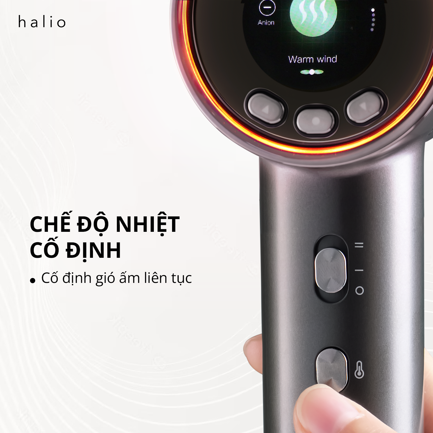 Máy Sấy Tóc Ion Âm 5 Chế Độ Màn Hình LCD Halio Hypersonic Hair DryerTốc Độ Đến 110.000 Vòng/phút