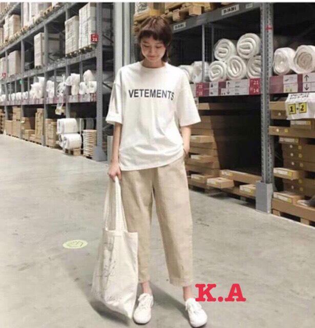 Quần Kaki Nữ Ống Rộng Phong Cách