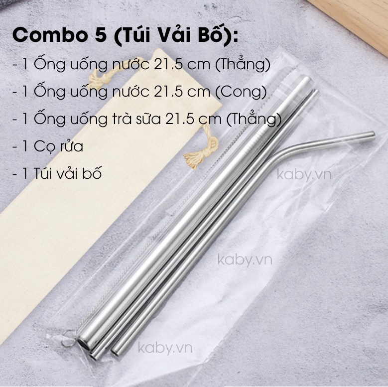 Set Combo Ống Hút Inox 304 Kèm Cọ Rửa