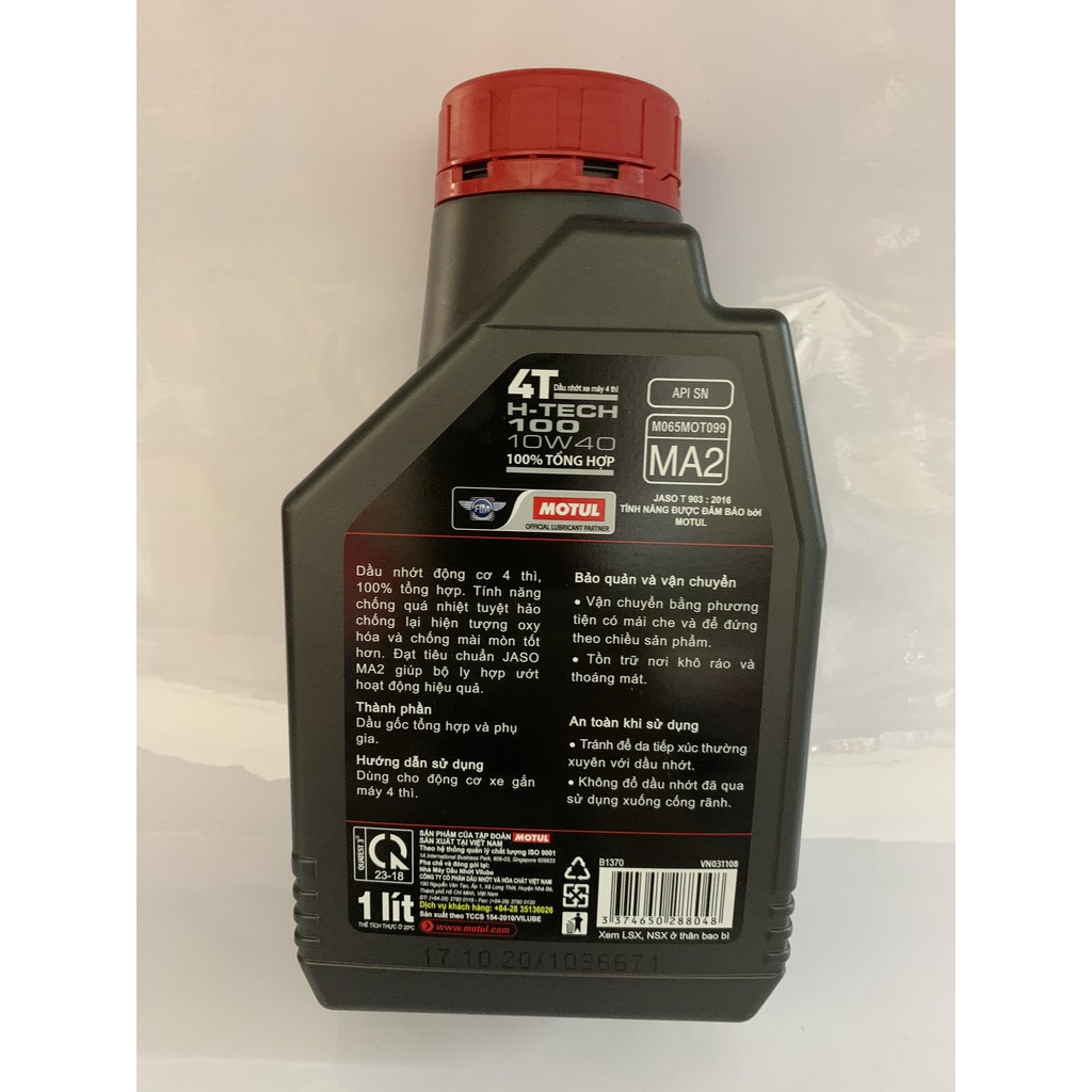 Nhớt Motul H Tech 100 4T 10W40 Bình 1Lít