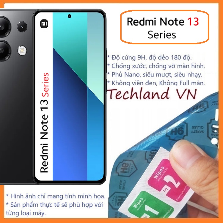 Cường lực phủ nano xiaomi redmi note 13 / 13r / 13 pro / 13r pro / 13 pro+ 4g 5g - trong suốt, không full màn