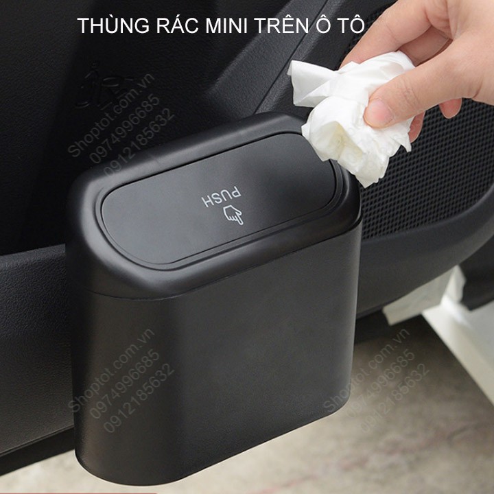 Thùng rác mini trên xe hơi, loại nhỏ gắn cửa xe, gắn ghế sau tiện dụng, bằng nhựa rất bền
