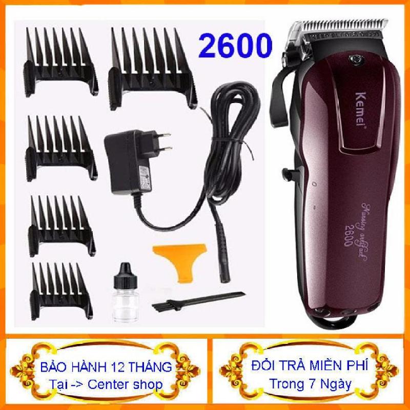 Tông đơ cắt tóc không dây chuyên nghiệp Kemei KM-2600 Tông đơ cắt tóc điện có thể sạc lại với Hướng dẫn lược để tạo kiểu tóc- center shop giá rẻ