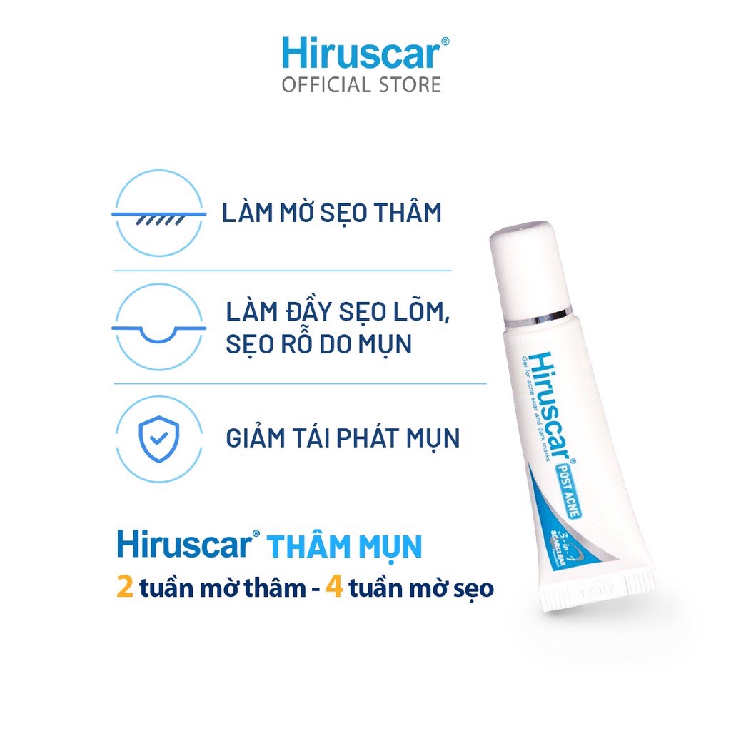 Gel làm mờ sẹo mụn và thâm mụn Hiruscar Post Acne 5g