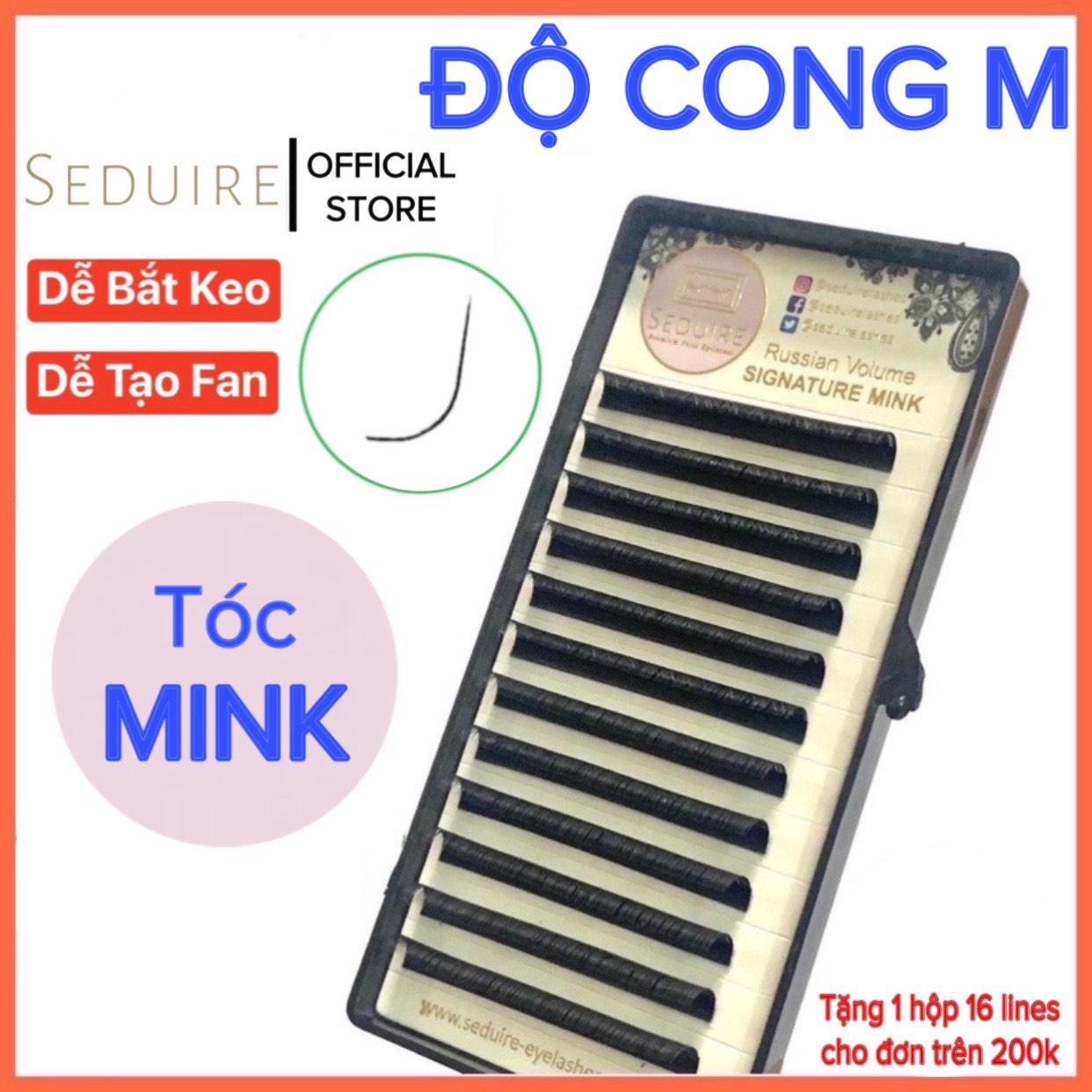 Mi khay SEDUIRE độ cong M (12 hàng) tóc Mink